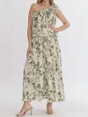 Entro Isn't She Romantic Pleated Top And Skirt Set In Ivory/green In Multi