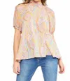 Entro Jada High Neckline Paisley Top In Pink Multi In Pink