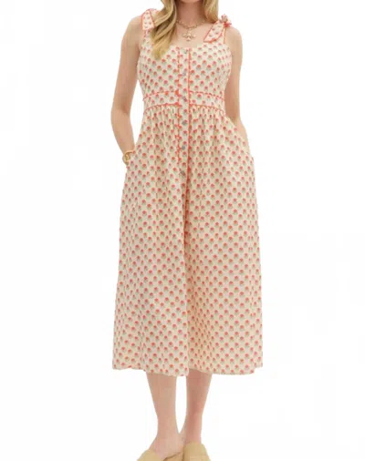 Entro Jane Midi Dress In Red In Yellow