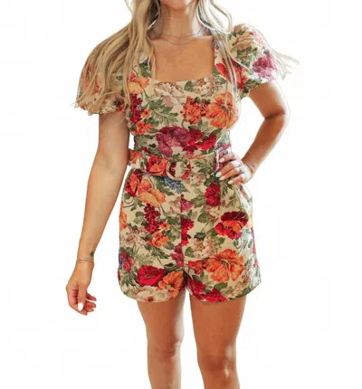 Entro Jaquard Floral Romper In Multi