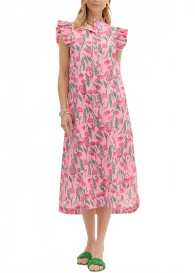 Entro Jen Midi Dress In Pink