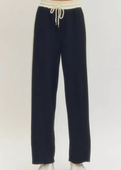 Entro Jen Wide Leg Pants In Black In Blue