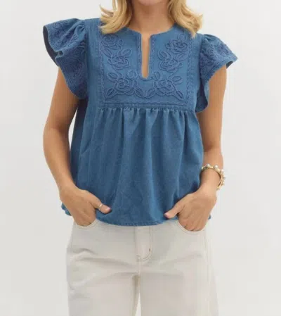 Entro Jenna Denim Top In Blue