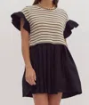 Entro Joanna Stripe Dress In Black/white