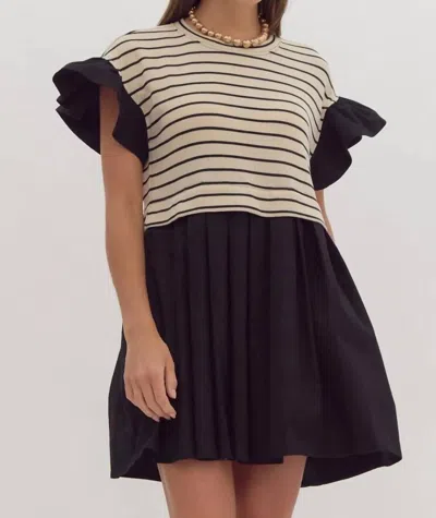 Entro Joanna Stripe Dress In Black/white