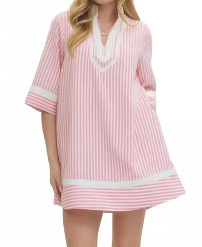 Entro Josie Contrast Stripe Half Sleeve Mini Dress In Pink