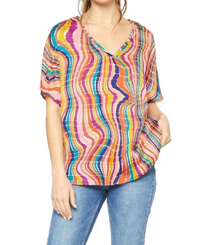 Entro Kaleidoscope V-neck Top In Multicolor