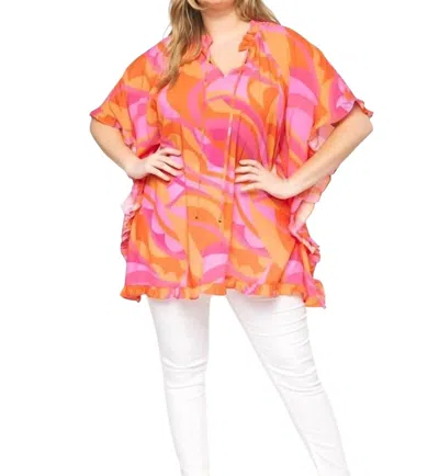 Entro Kati Ruffles Tunic - Plus In Orange/pink