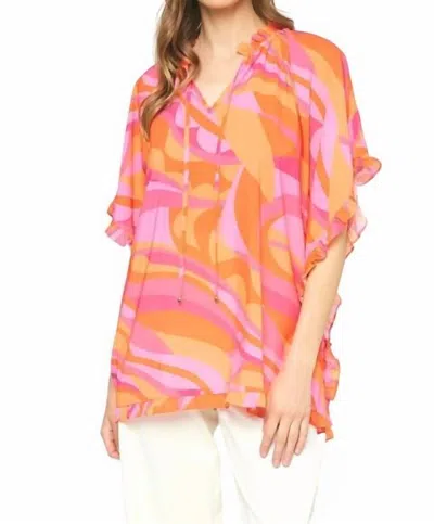 Entro Kati Ruffles Tunic In Orange/pink In Multi
