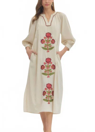 Entro Katy Blockprint Dress In Ecru In Neutral
