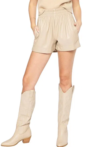 Entro Katy Vegan Leather Shorts In Beige