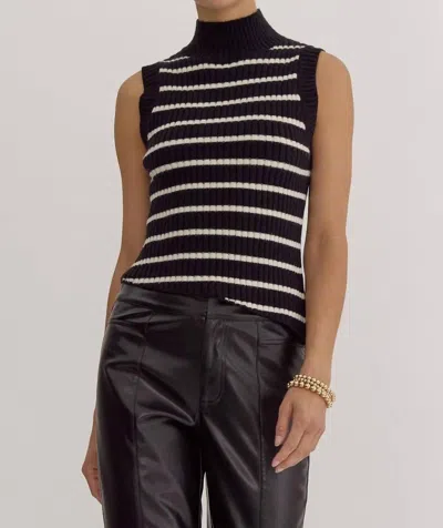 Entro Kayla Mockneck Sleeveless Knit Top In Black