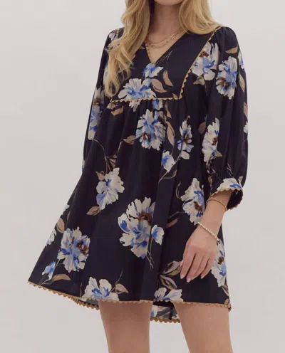 Entro Keep Blooming Mini Dress In Black Floral