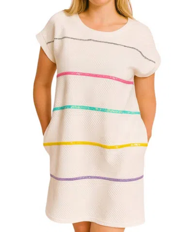 Entro Keep Things Fun Quilted Dress In White In Neutral
