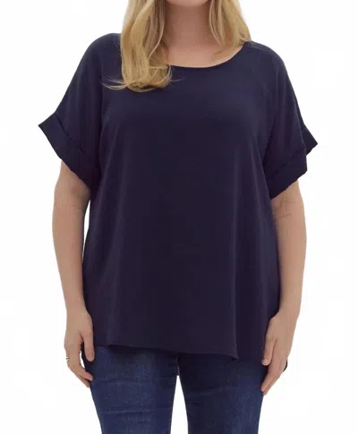 Entro Kera Short Sleeve Blouse - Plus In Navy Blue In Black