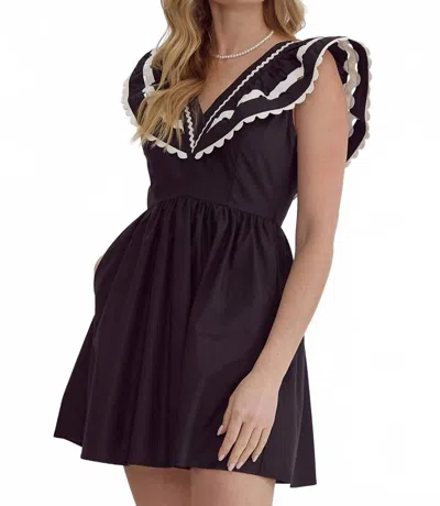 Entro Kite Sleeve Dress In Black/white