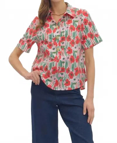 Entro Kittridge Floral Blouse In Red In Multi
