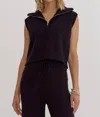 Entro Knit Half Zip Top In Black In Black
