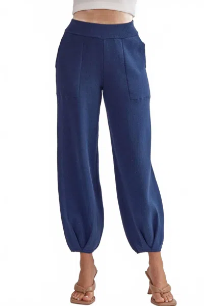 Entro Knit High Waist Joggers In Blue