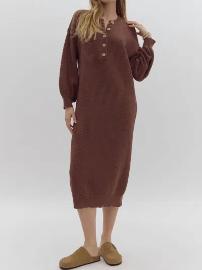 Entro Knit Midi Dress In Espresso Brown In Multi