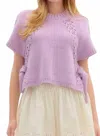 Entro Knit Sweater Top With Side Tie Over Slit Hem In Lavender In Purple