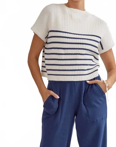 Entro Freya Striped Knit Top In White In Multi