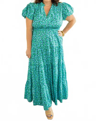 Entro Kori Floral Maxi Dress - Plus In Navy Combo In Green