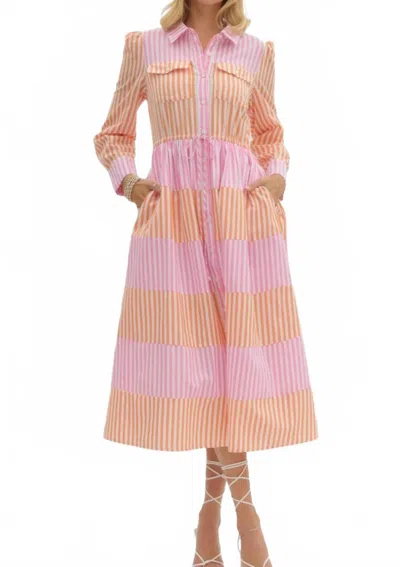 Entro La Croix Midii Dress In Pink/orange In Multi