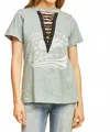 Entro Lace Up Graphic Tee In Blue In Blue