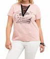 Entro Lace Up Graphic Tee In Blush In Gold