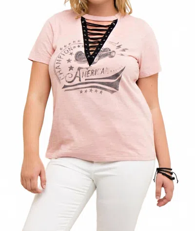 Entro Lace Up Graphic Tee In Blush In Pink