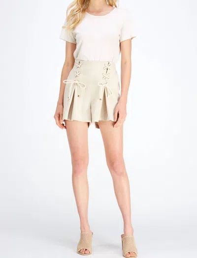 Entro Lace Up Pleated Shorts In Sand In Neutral