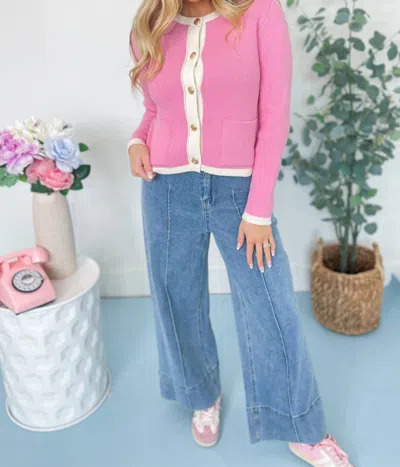 Entro Lady Emma Cardigan In Pink