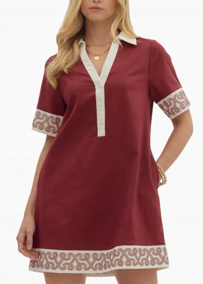 Entro Laine Mini Dress In Burgundy In Red