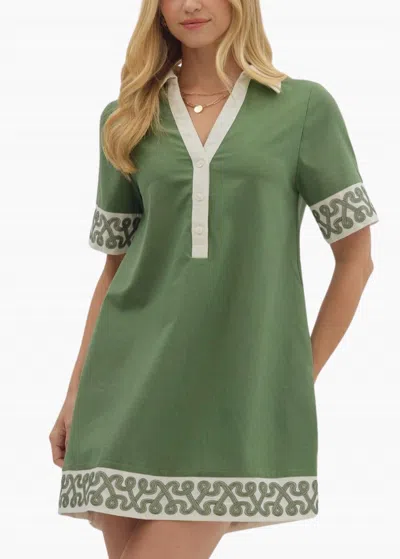 Entro Laine Mini Dress In Olive In Green