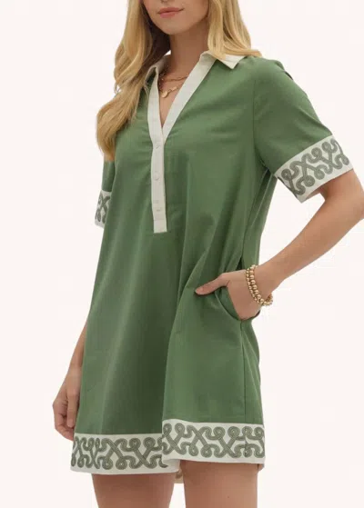 Entro Laine Mini Dress In Olive In Green