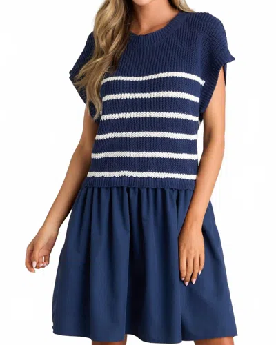 Entro Lake Life Striped Dress In Navy In Blue