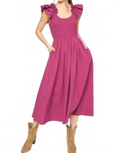 Entro Laura Midi Dress In Merlot In Pink