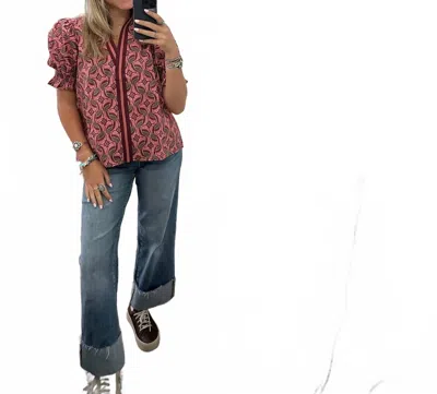 Entro Laurie Top In Multi In Pink