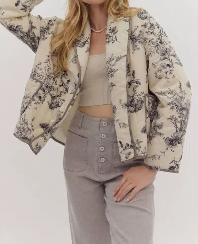 Entro Layers Of Love Floral Quilted Jacket In Ecru In White