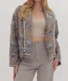 Entro Layers Of Love Floral Quilted Jacket In Mocha Grey In Multi