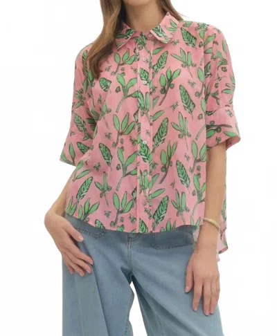 Entro Leafy Top In Pink