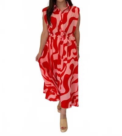 Entro Leeann Dress In Pink & Red In Multi