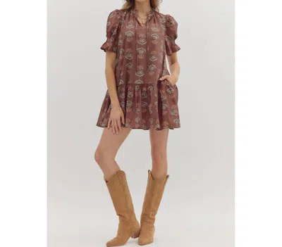 Entro Lennon Mini Dress In Brown
