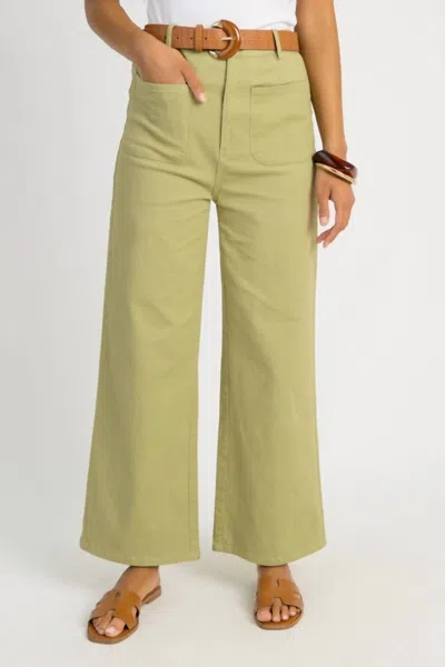 Entro Lennon Patch Pocket Cropped Pants In Light Olive In Green