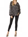 Entro Leopard & Babydoll Blouse In Black