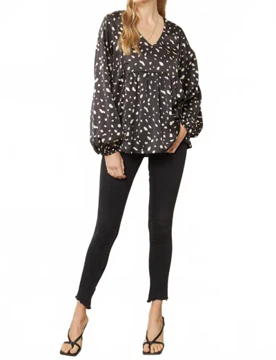 Entro Leopard & Babydoll Blouse In Black