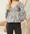 Entro Leopard Iridescent Babydoll Top In Sand In Multi