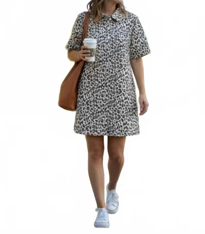 Entro Leopard Mini Dress In Ecru In Gray