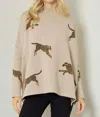Entro Leopard Poncho Tunic Sweater In Oatmeal In White
